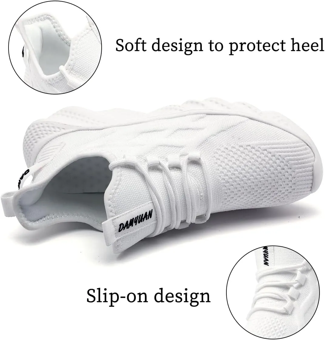 Women's Slip on Walking Shoes Lightweight Casual Tennis Sneakers Workout Breathable Running Shoes Comfortable Fashion Athletic Sports Gym Sneakers White Size US CP