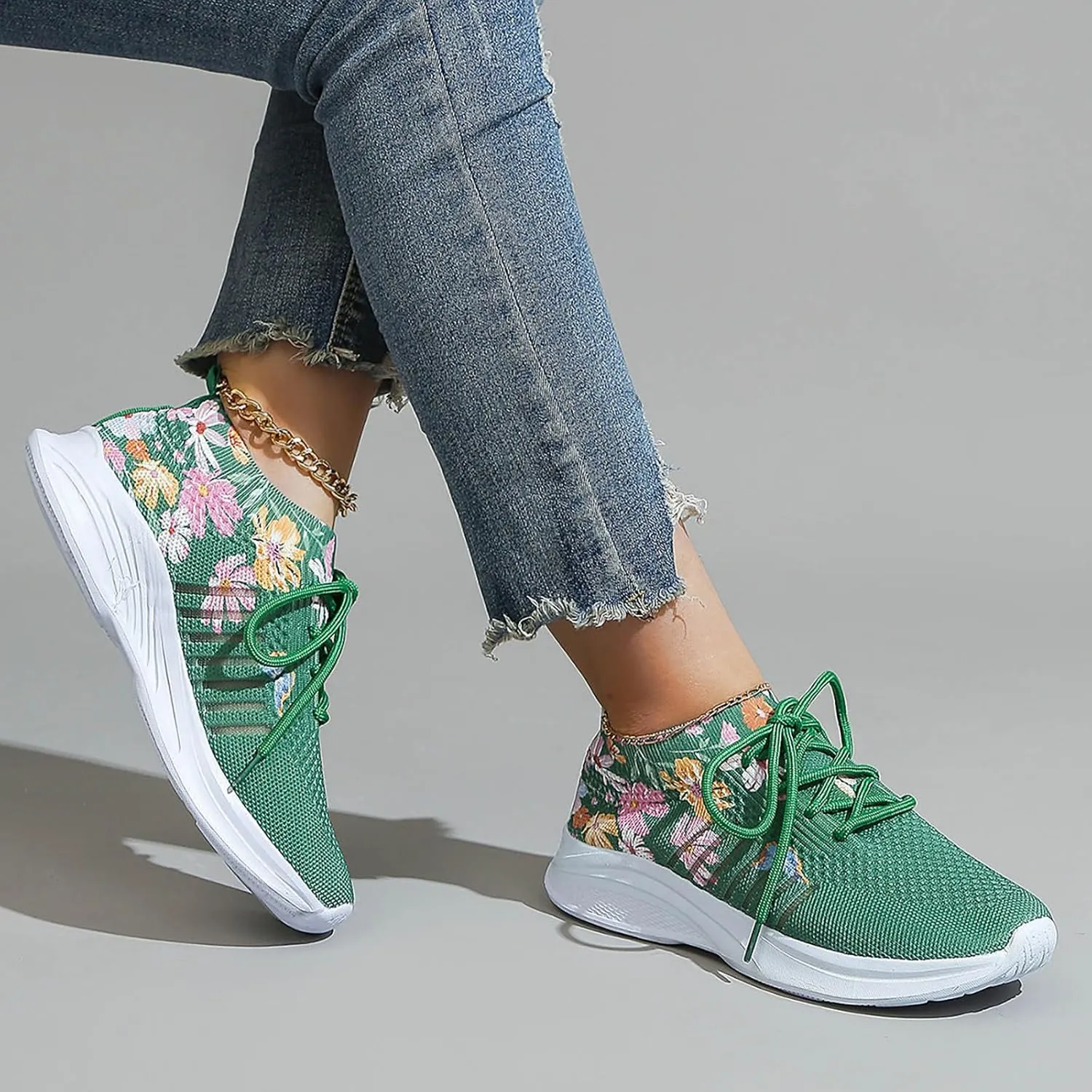 Womens Sneakers Slip On Breathable Soft Sole Running Walking Shoes Lightweight Non Slip Lace Up Workout Shoes
