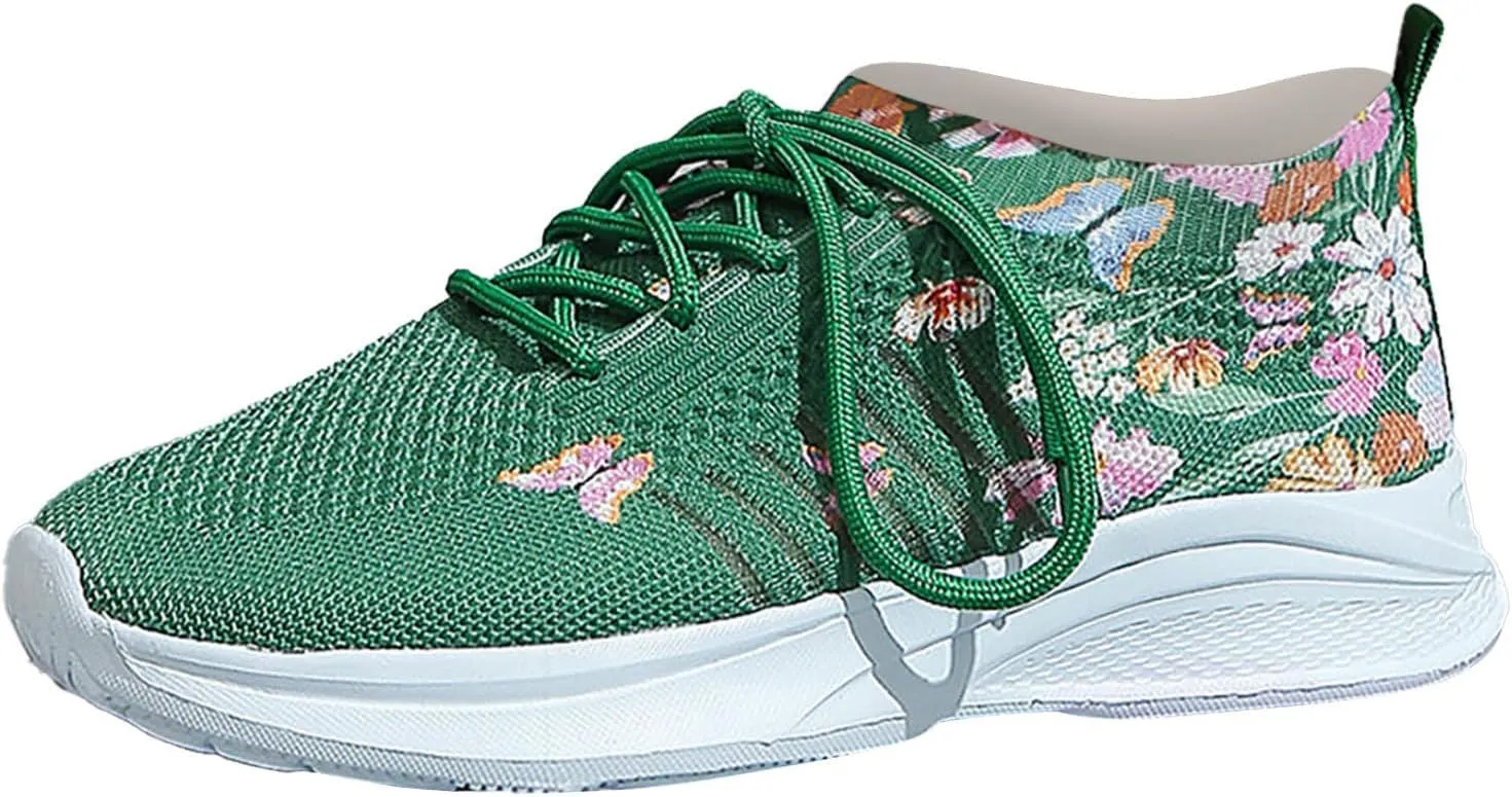 Womens Sneakers Slip On Breathable Soft Sole Running Walking Shoes Lightweight Non Slip Lace Up Workout Shoes