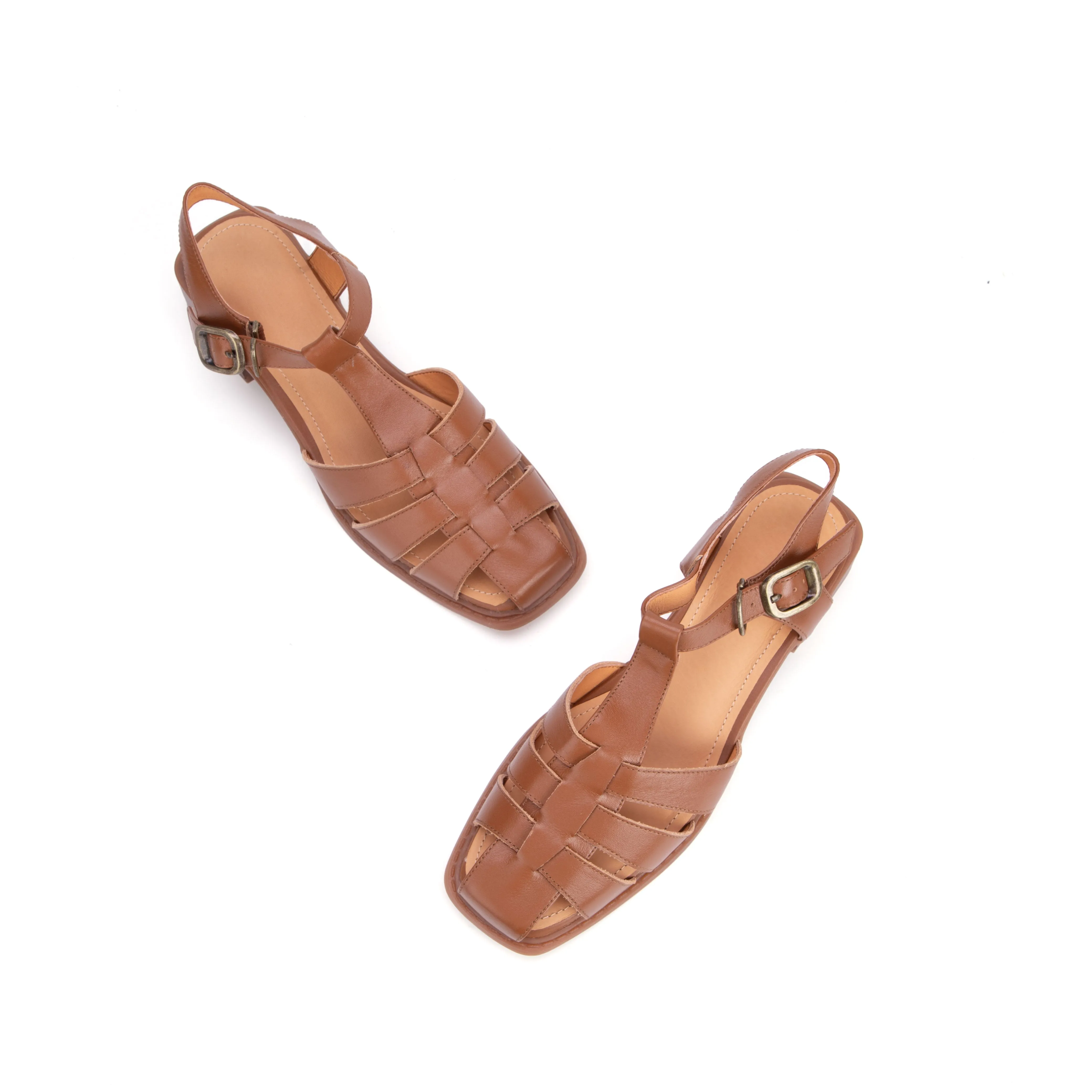 Women's Square Toe Low Heel Fisherman Sandals