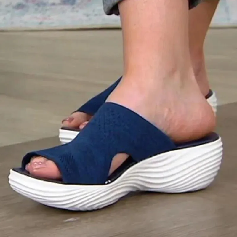 Women's Stretch Fabric Summer Wedge Sandals