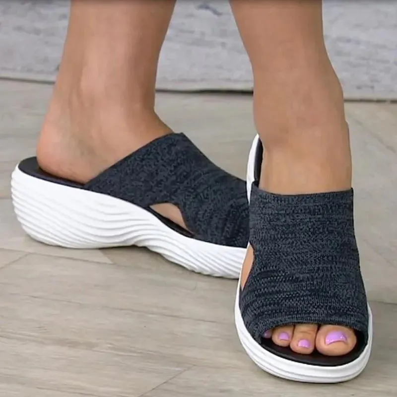 Women's Stretch Fabric Summer Wedge Sandals