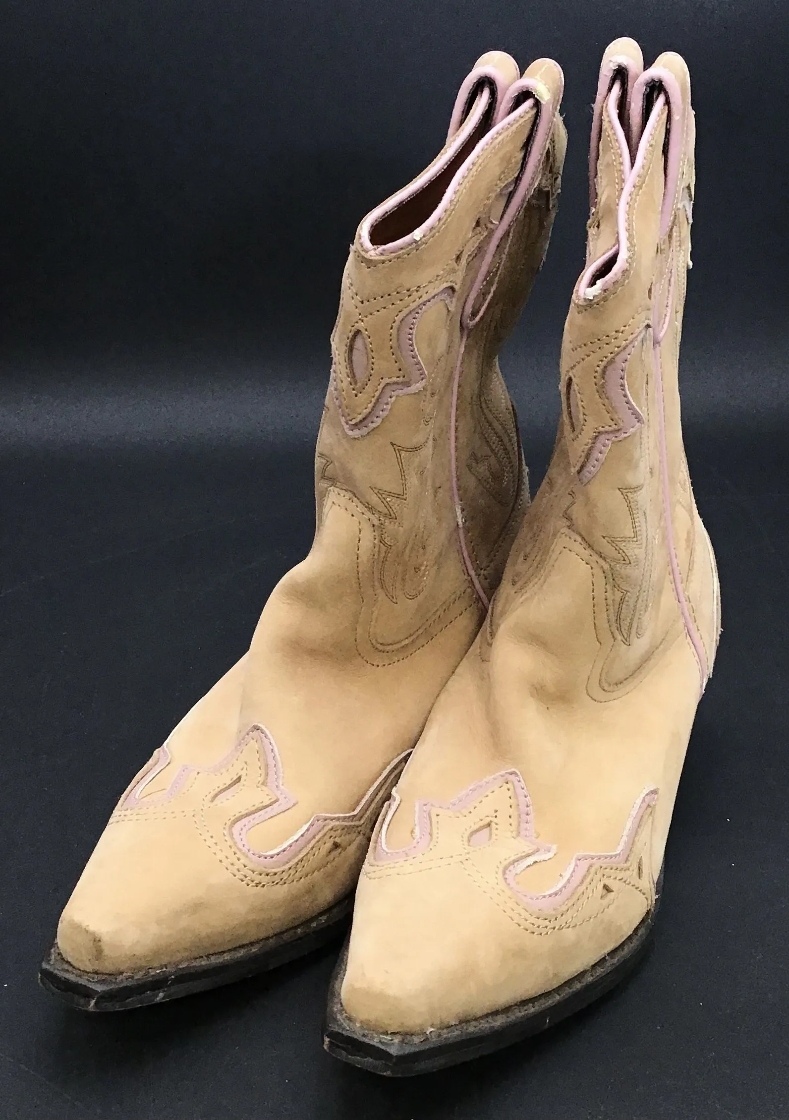 Women's Tan Leather Cowboy Western Boots - Size 8M