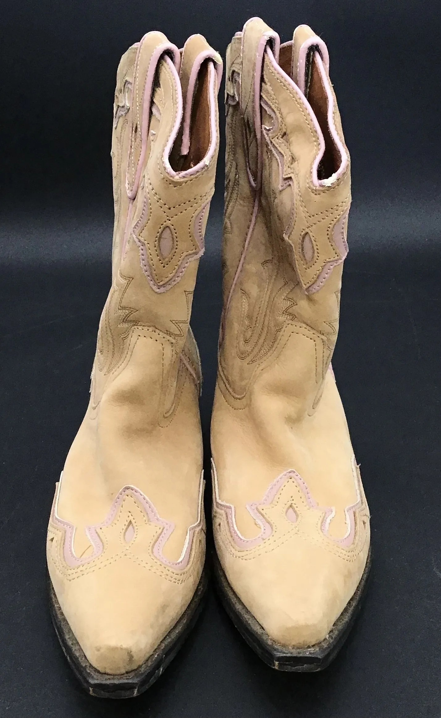 Women's Tan Leather Cowboy Western Boots - Size 8M
