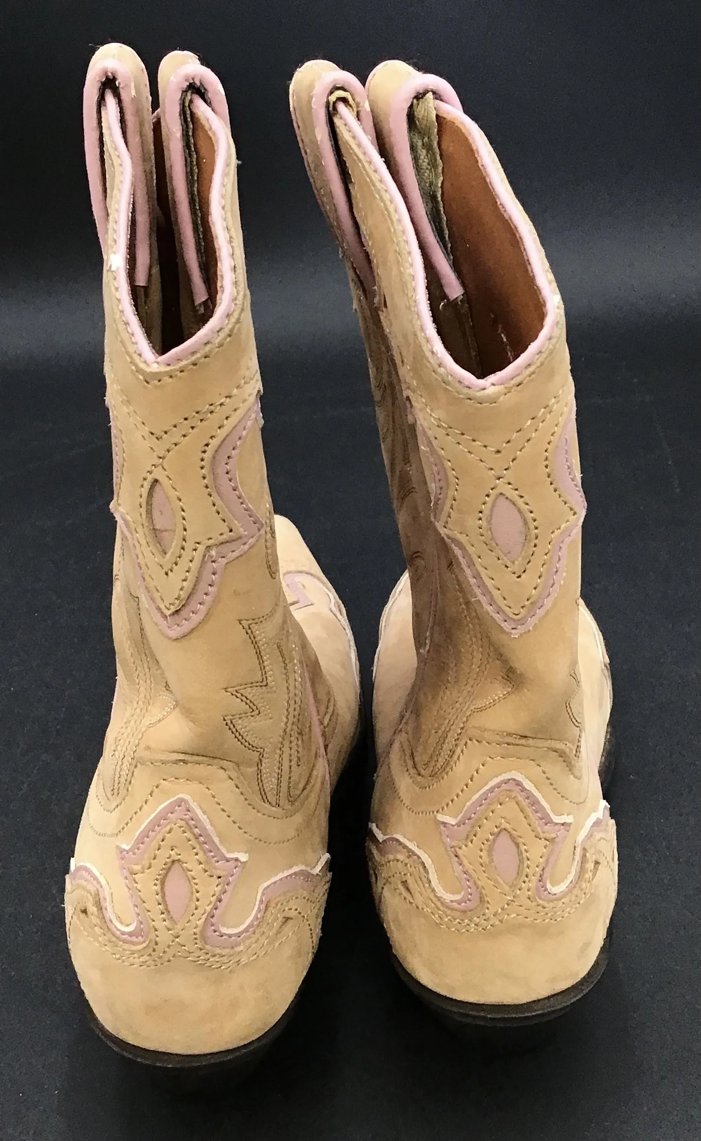 Women's Tan Leather Cowboy Western Boots - Size 8M