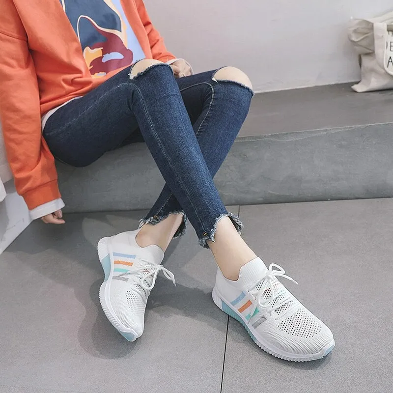 Women's Vulcanized Sneakers with Mesh Breathable / Casual Running Sports Shoes Ladies
