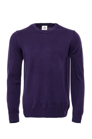 WSS Crew Neck Long Sleeves Plain Purple Men Knitwear  - Singen