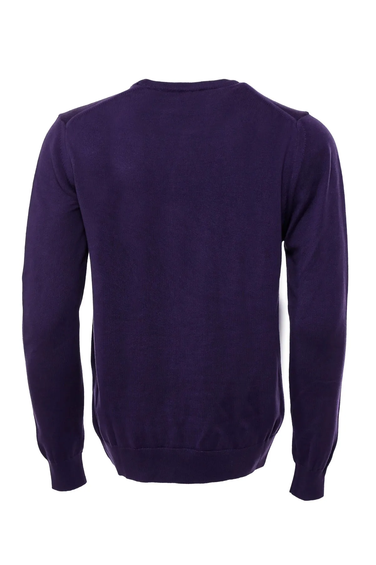 WSS Crew Neck Long Sleeves Plain Purple Men Knitwear  - Singen