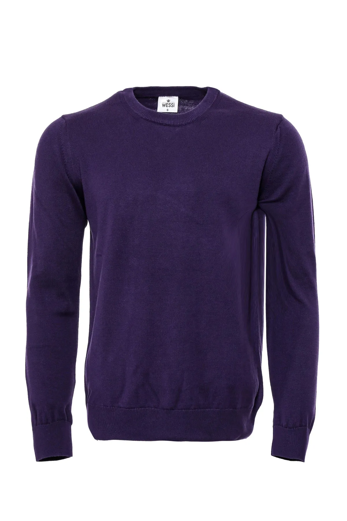 WSS Crew Neck Long Sleeves Plain Purple Men Knitwear  - Singen