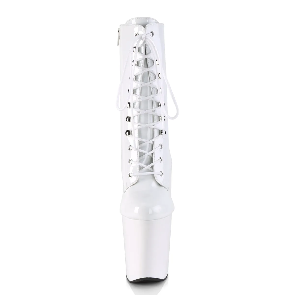 XTREME-1020 8" Heel White Patent Pole Dancer Platform Kinky Boots