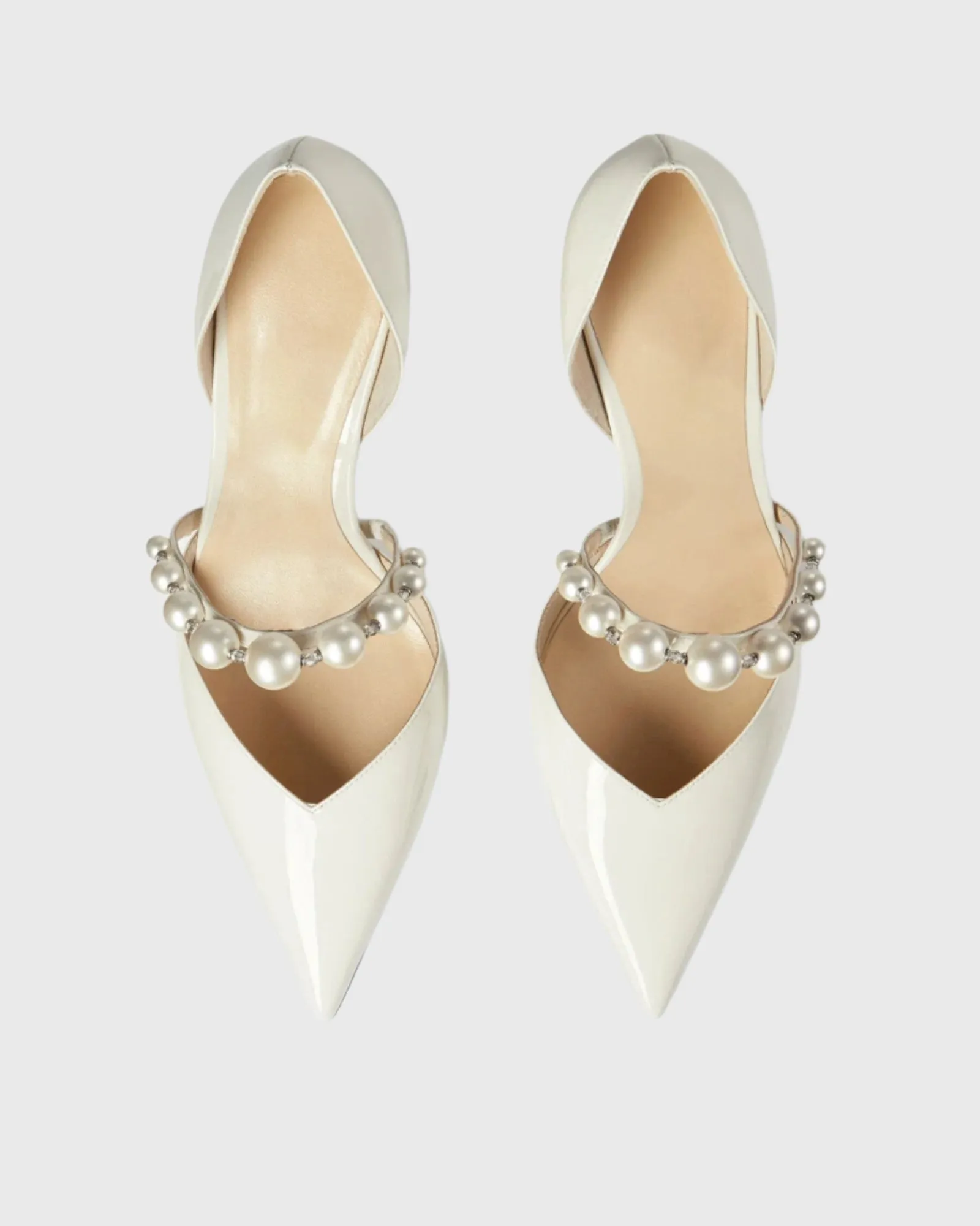 Yelena Pearl Strap Pumps In White