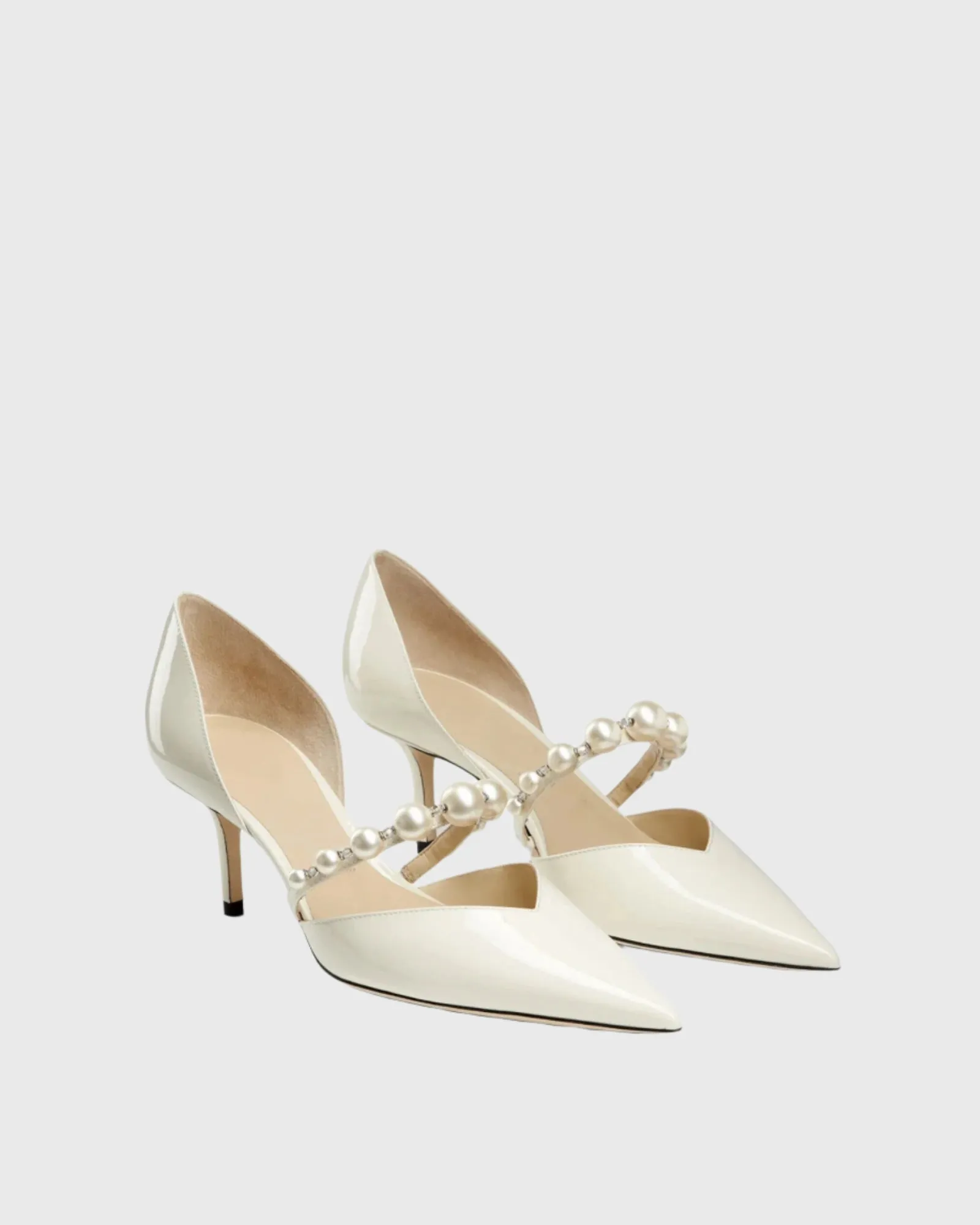Yelena Pearl Strap Pumps In White