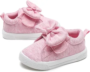 YIBLBOX Toddler Girls Sneakers Lightweight Canvas Sneakers Cute Bowknot Casual Shoes for Walking/Running