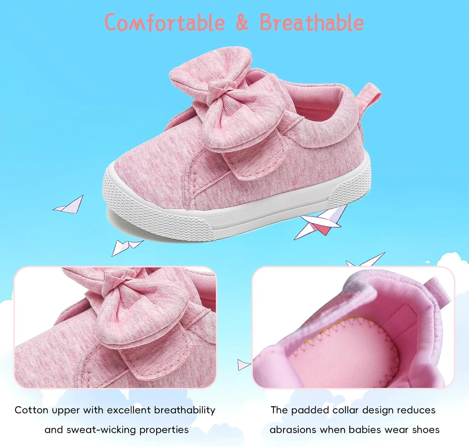 YIBLBOX Toddler Girls Sneakers Lightweight Canvas Sneakers Cute Bowknot Casual Shoes for Walking/Running