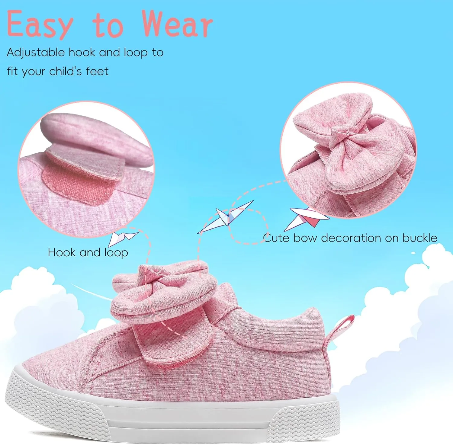 YIBLBOX Toddler Girls Sneakers Lightweight Canvas Sneakers Cute Bowknot Casual Shoes for Walking/Running