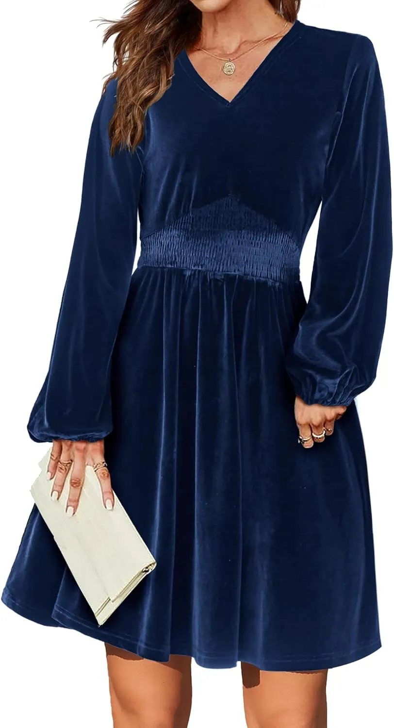 Zeagoo Women's Elegant Velvet Dress Winter Dress (DE Only)