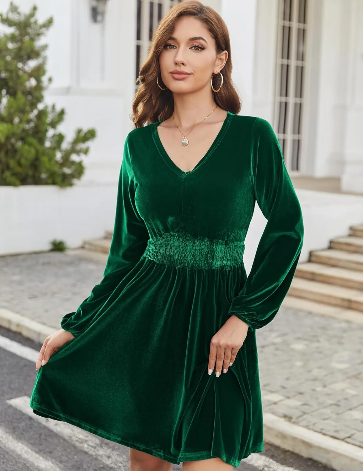 Zeagoo Women's Elegant Velvet Dress Winter Dress (DE Only)