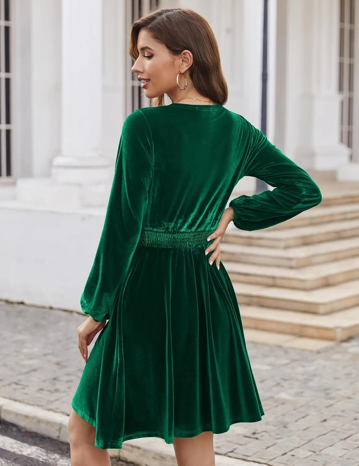 Zeagoo Women's Elegant Velvet Dress Winter Dress (DE Only)
