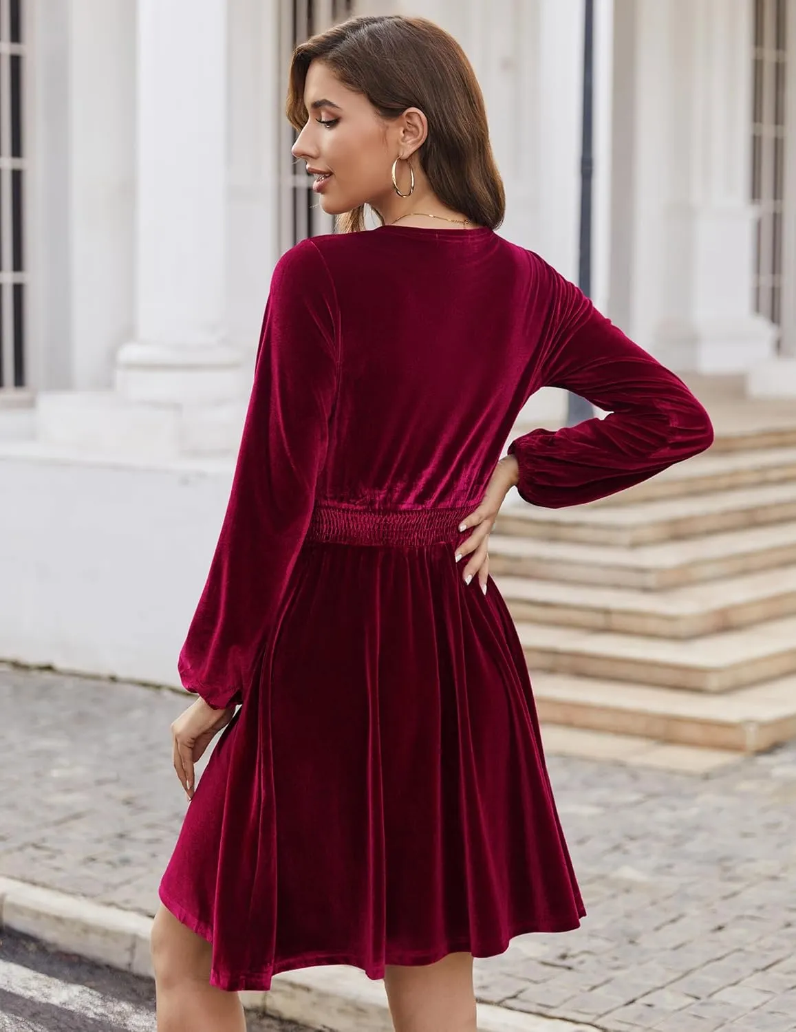 Zeagoo Women's Elegant Velvet Dress Winter Dress (DE Only)
