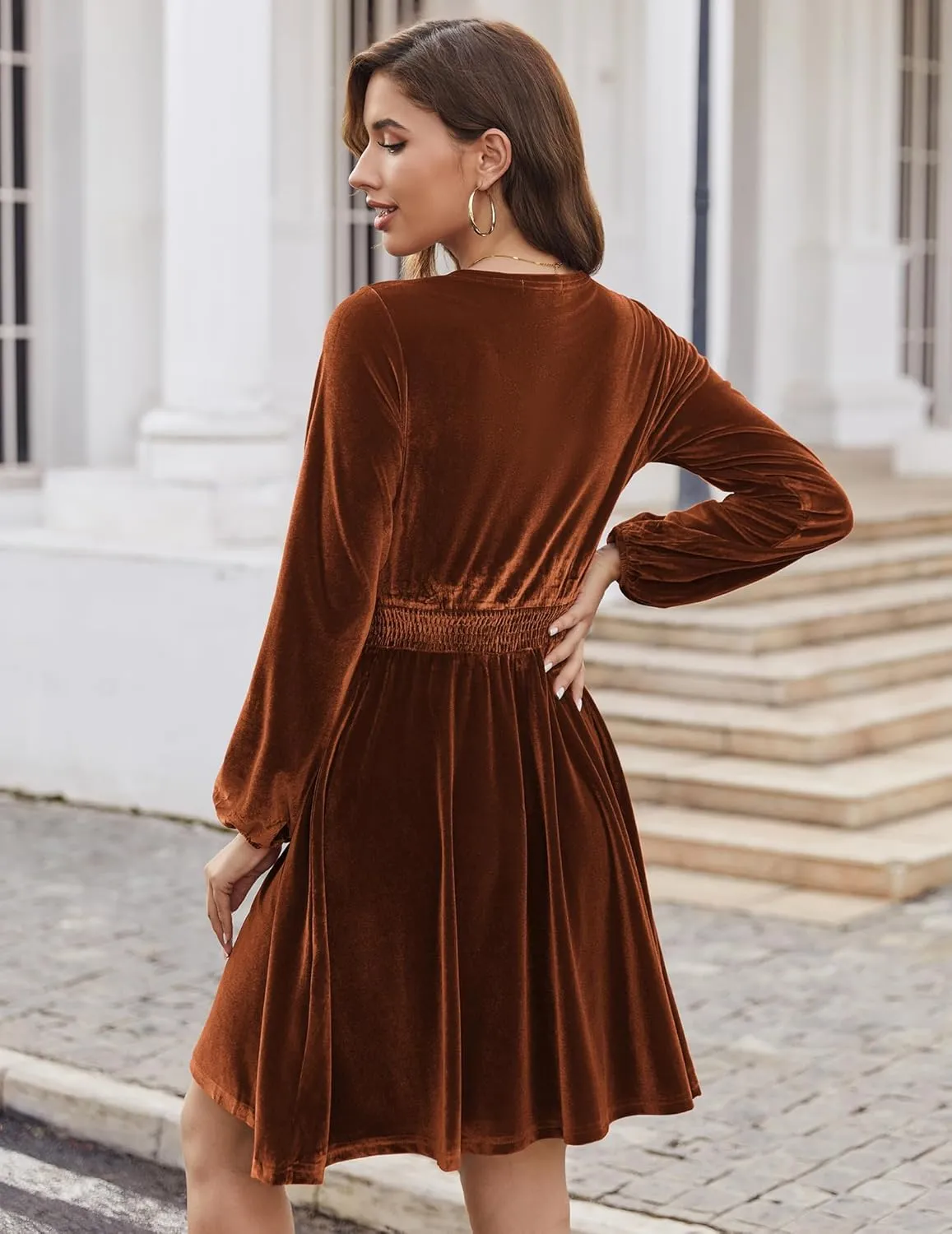 Zeagoo Women's Elegant Velvet Dress Winter Dress (DE Only)