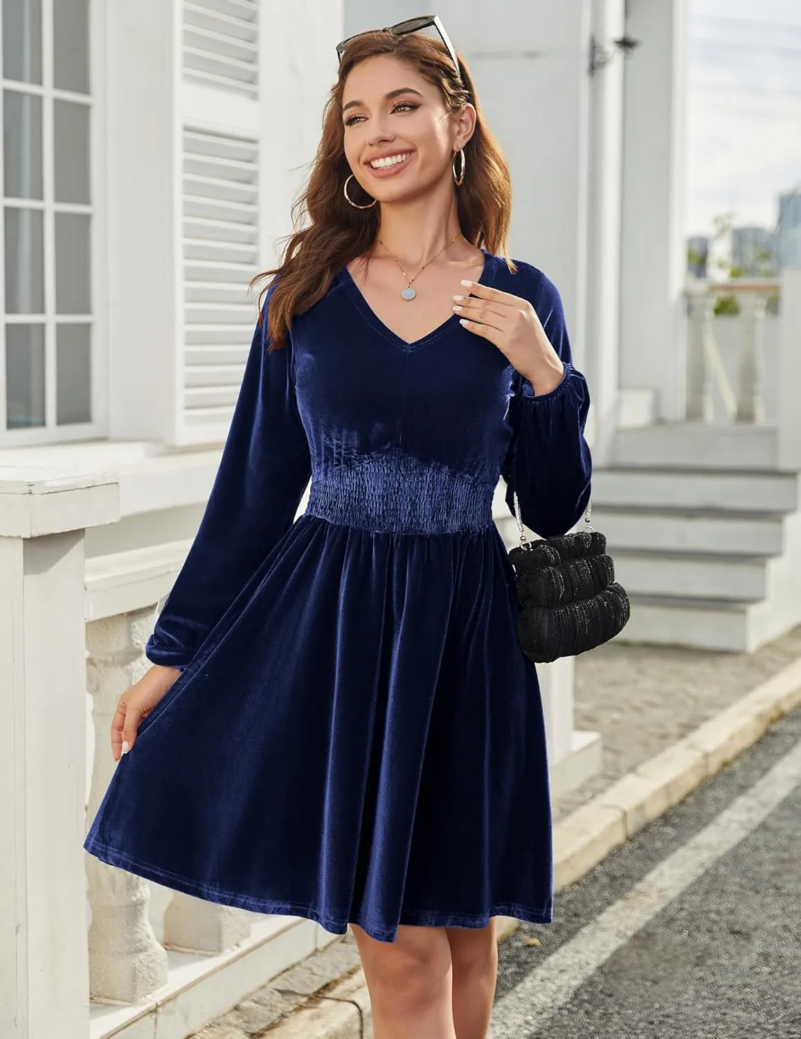 Zeagoo Women's Elegant Velvet Dress Winter Dress (DE Only)