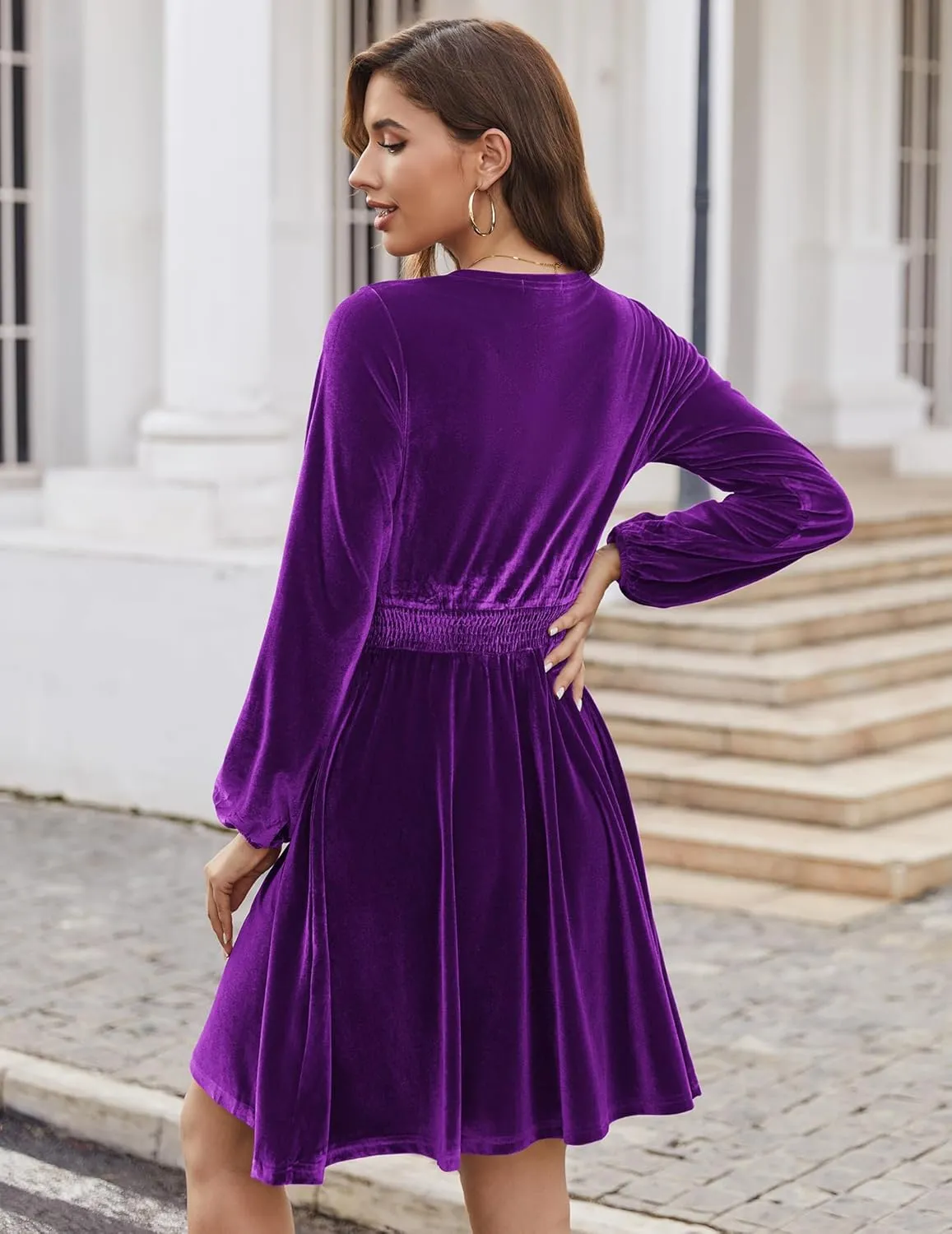 Zeagoo Women's Elegant Velvet Dress Winter Dress (DE Only)