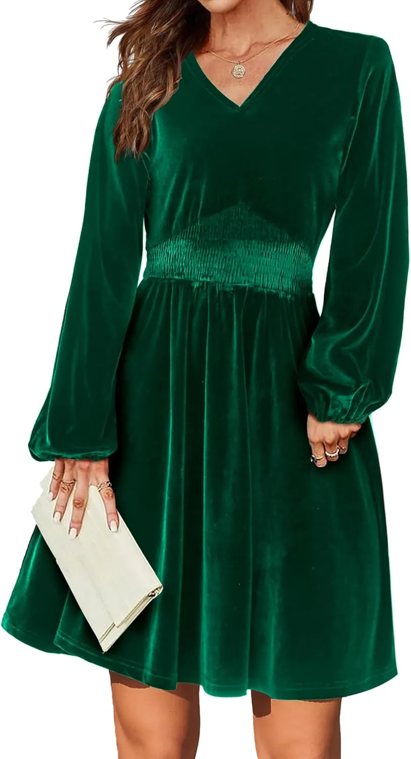Zeagoo Women's Elegant Velvet Dress Winter Dress (DE Only)
