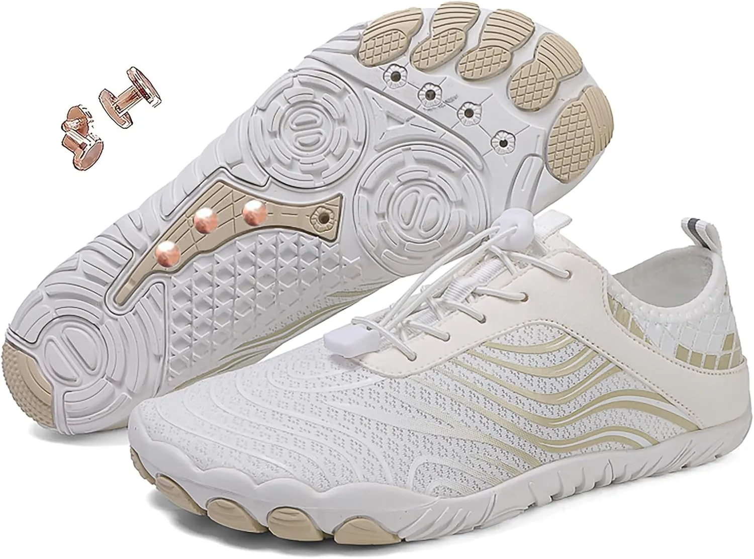 Zureto Grounding Shoes, Grounding Shoes with Copper, Hike Barefoot Footwear Waterproof Trail Running Women Mens