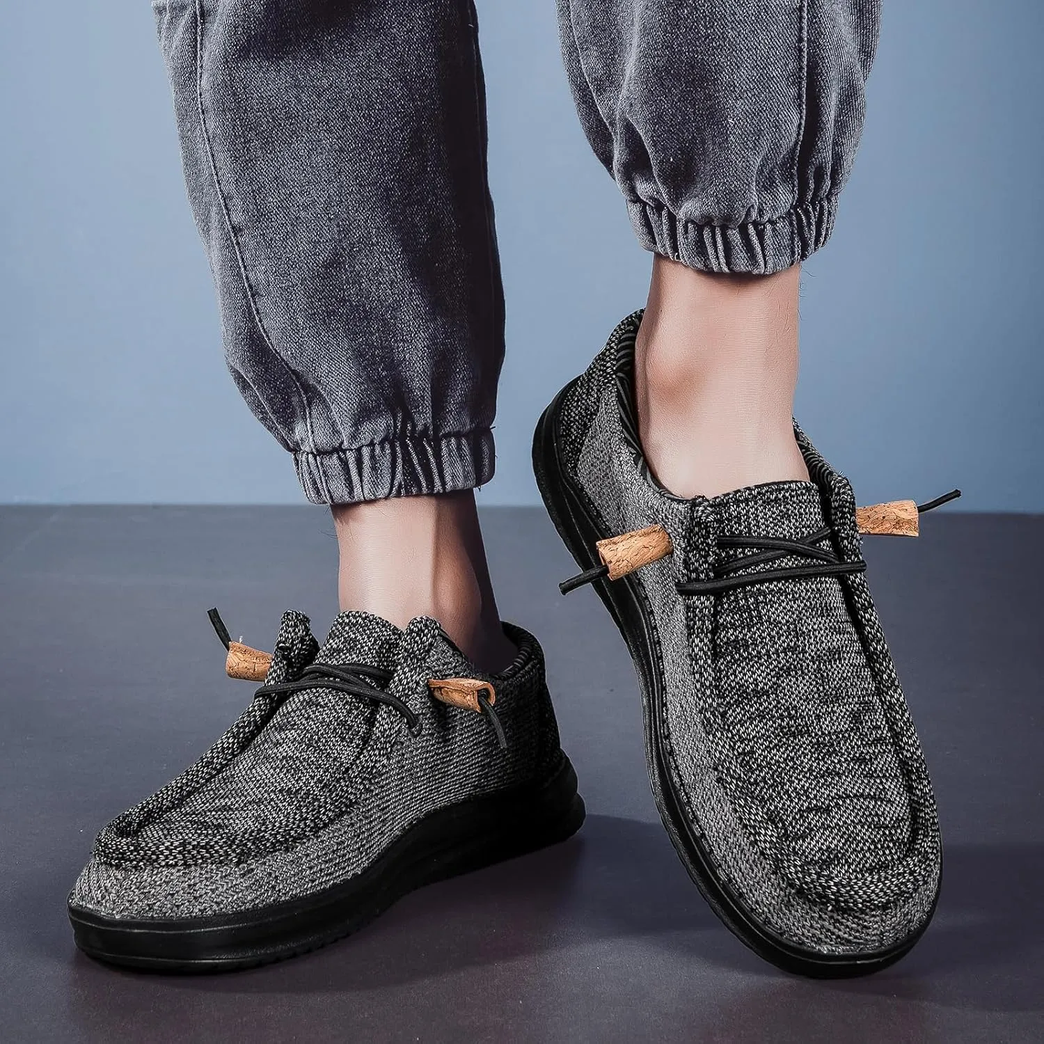 ZYEN Wide Loafers for Men Arch Support Casual Shoes Comfortable Lightweight Walking Shoes